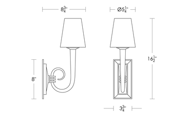 Trumpet Sconce with Fabric Shade